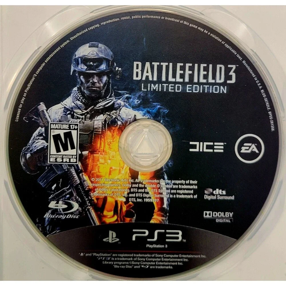 SONY PLAYSTATION 3 PS3: BATTLEFIELD 3 LIMITED EDITION, GD COND, CLEAN DISC